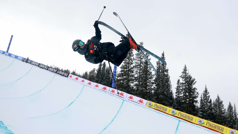 Image 25: Freestyle skier Jon Sallinen in the qualifying rounds in Colorado in 2022.