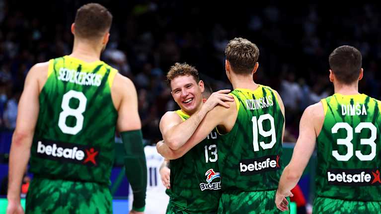 Lithuanian players celebrate.