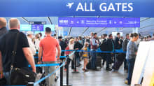 Travelers at Helsinki-Vantaa Airport 10 June 2022.