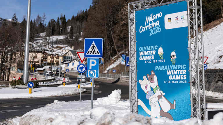 Cortina d'Ampezzo tammikuussa ennen talviolympialaisia 2026.