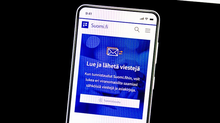 Suomi.fi sivuosto kennykän näytöllä.