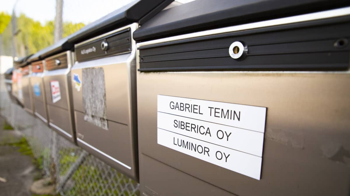 Photo shows the postbox of the Vantaa-based firms Luminor and Siberica, recently placed on a sanctions list by the US Department of the Treasury.