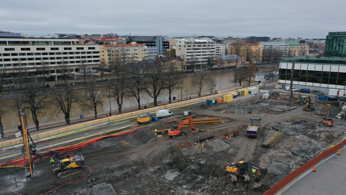 Turun musiikkitalo Fuugan rakennustyömaa marraskuussa 2023
