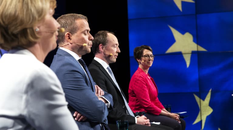 Puoluejohtajat eurovaalitentissä 2019