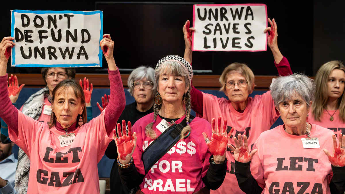 Demonstranten zur Unterstützung der Palästinenser in Washington am Dienstag, 30.1. im Kongress.