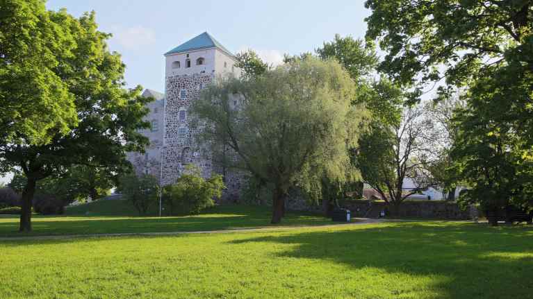Turun linna ja Linnanpuiston nurmikkoa.