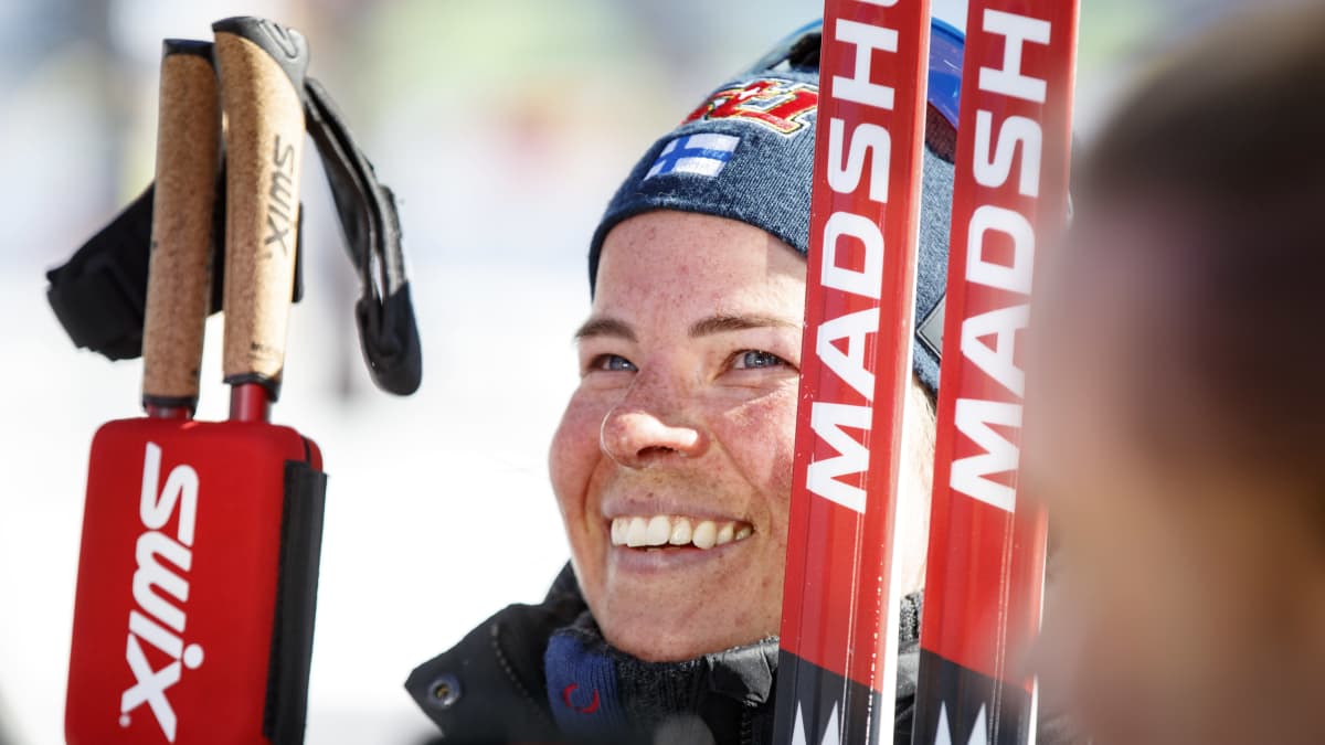 Krista Pärmäkoski naisten 30 kilometrin jälkeen.