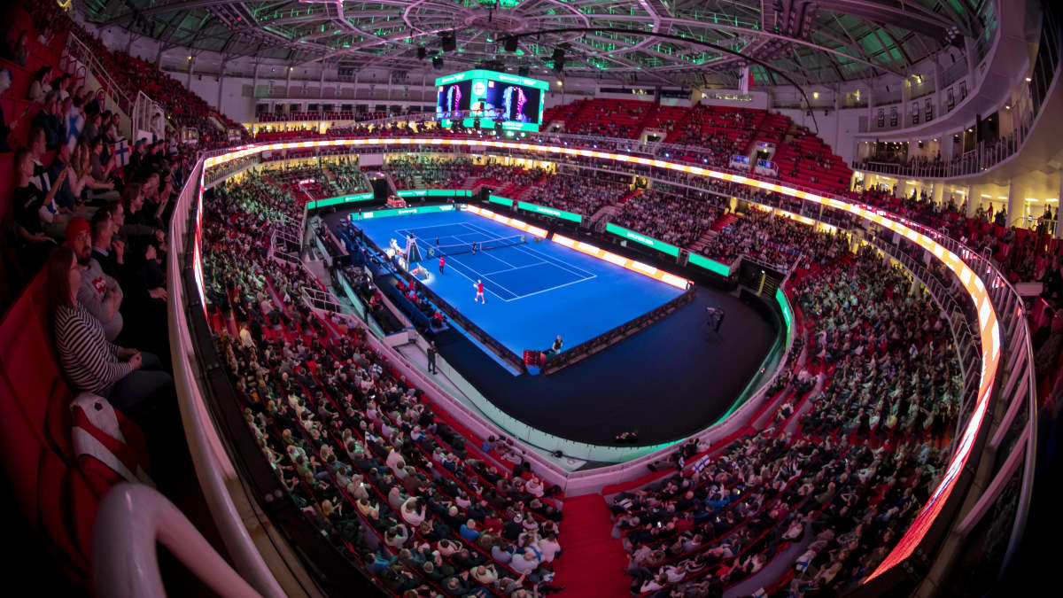 Kuva Suomen Davis Cup -ottelusta Turusta helmikuussa 2024.