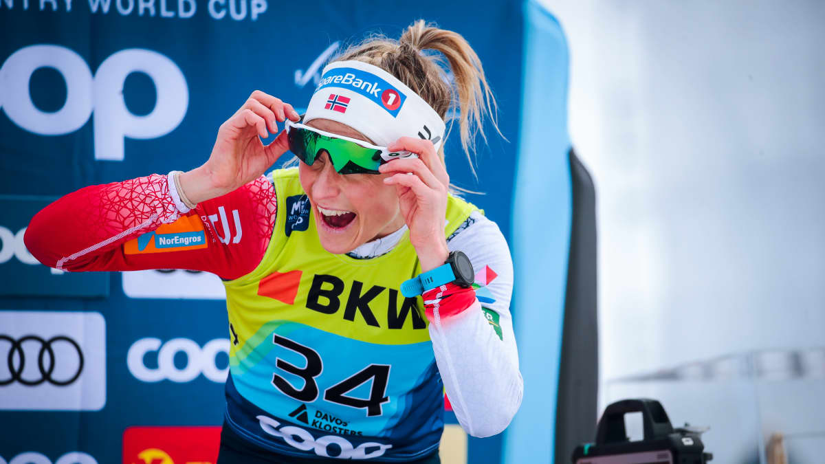 Therese Johaug voitti Davosissa joulukuun puolivälissä.