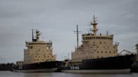 Two icebreakers, Urho, left, and Voima, right, docked in Helsinki's Katajanokka harbour.