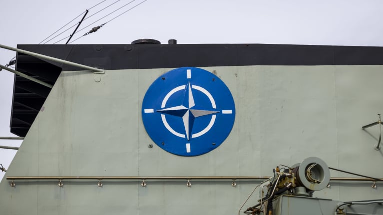 Military alliance NATO emblem. Photo: Antti Kolppo / Yle