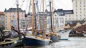Sailboats in the harbor. 
