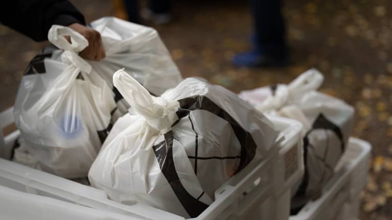 Bags of food assistance for those in poverty