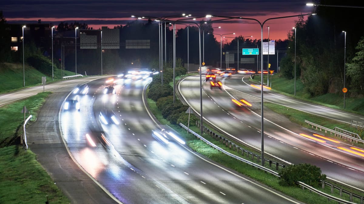 Traffic on a highway. 