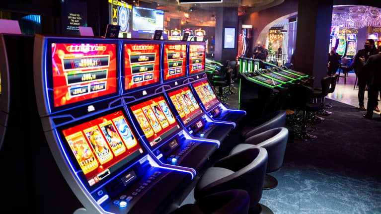 Slot machines in a casino in Tampere.
