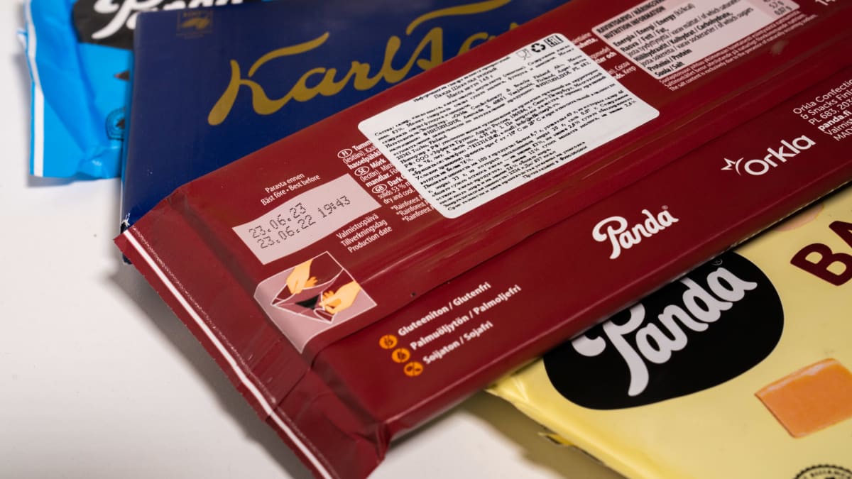 Finnish chocolate bars with Russian certificate sticker
