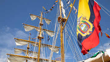 Mast of a sailboat. 