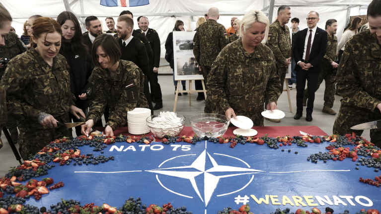 NATO turned 75 on April 4, 2024. On the same day, Finland had been a member of NATO for 1 year. Photo: Olivier Matthys / EPA