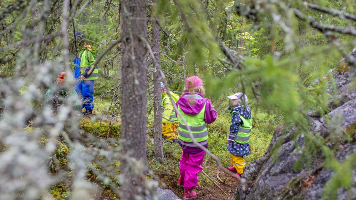 lapset leikkii metsässä ulkotarha