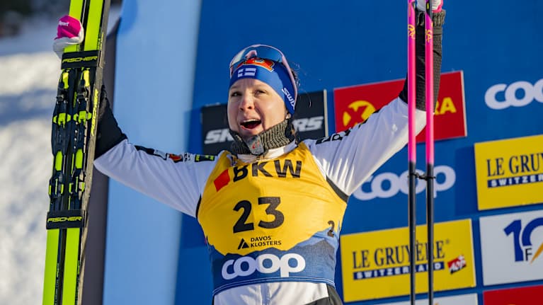 Image 13: Kerttu Niskanen celebrates her second place.