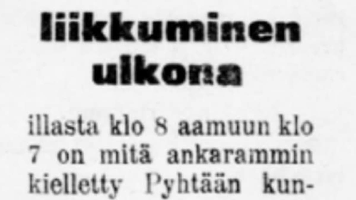 Lehtileike, jossa kerrotaan ulkonaliikkumiskiellosta.
