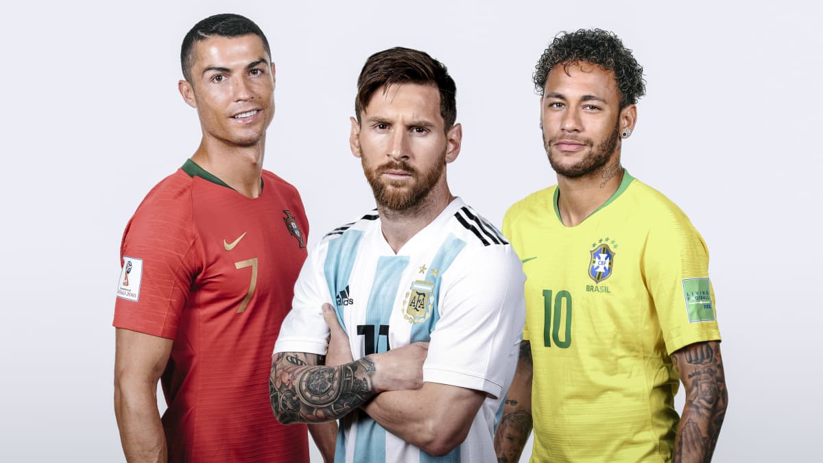 Cristiano Ronaldo, Lionel Messi ja Neymar mainostivat vuoden 2018 MM-kisoja.