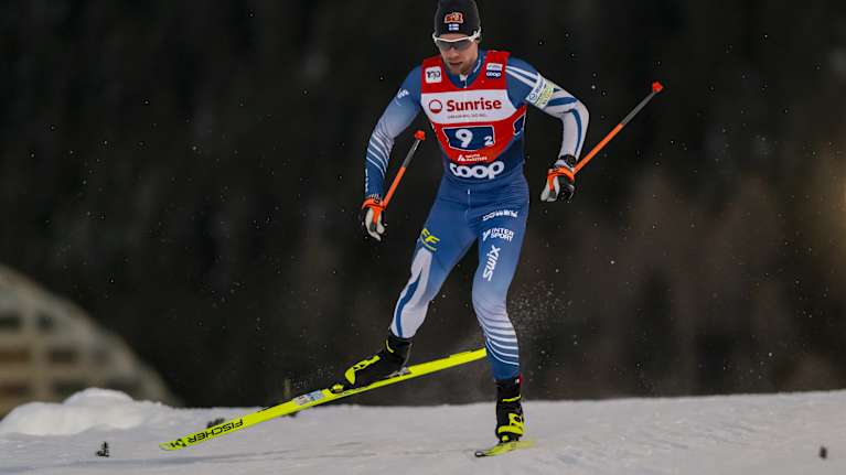 Joni Mäki competing in the Davos world cup.