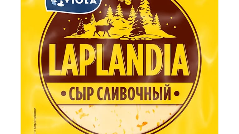 Venäläinen Viola Laplandia -juustopakkaus.