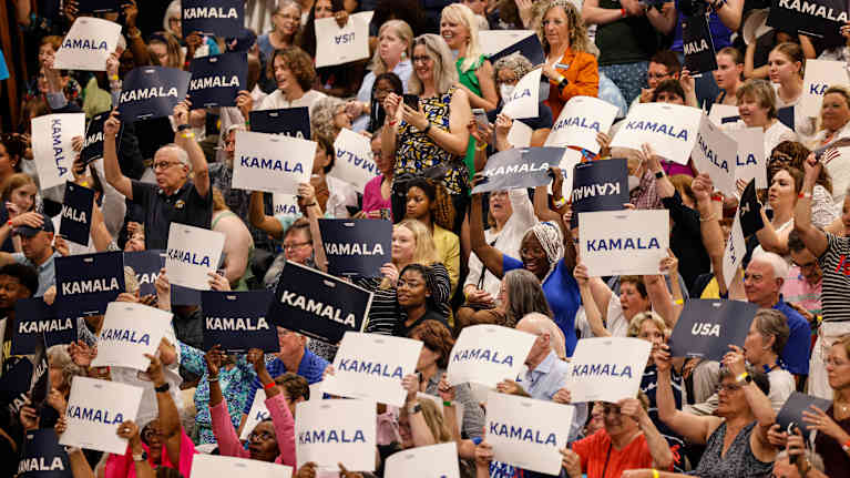 Kamala Harrisin kannattajia Wisconsinissa. Kuva: Jeffrey Phelps / AOP