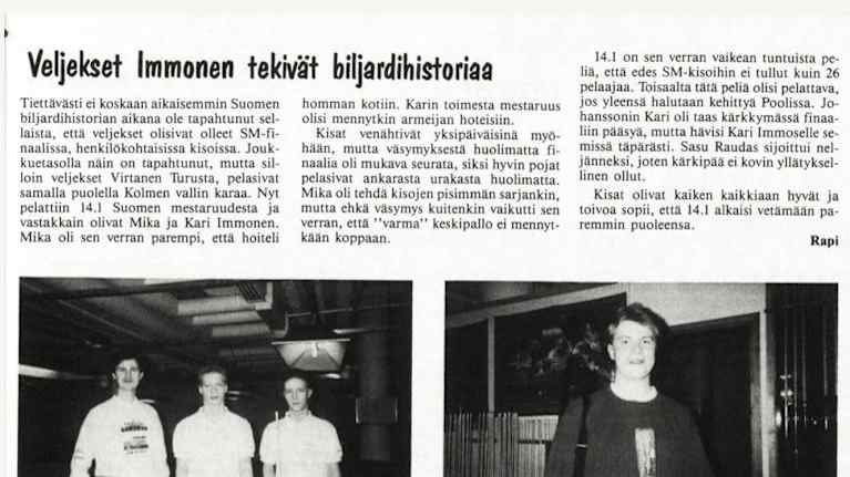 Mika ja Kari Immonen kohtasivat muun muassa poolbiljardin 14.1-pelimuodon eli tuttavallisemmin straight poolin SM-finaalissa.