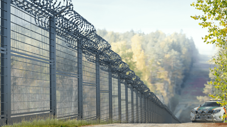 Havainnekuva raja-aidasta.