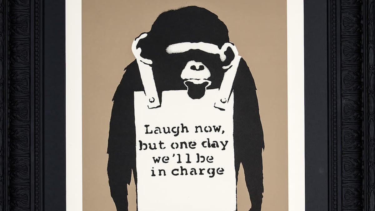 Banksyn teos Laugh now.