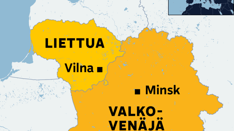 Kartalla Liettua ja Valko-Venäjä.