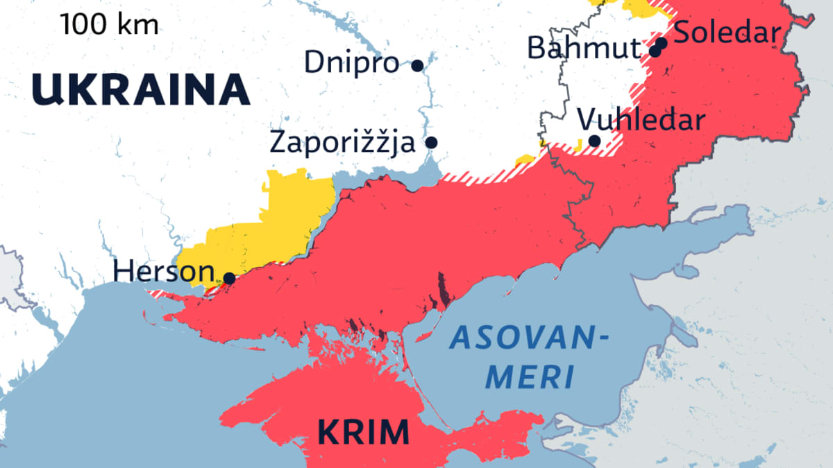 24.02.2023 päivitetty Ukrainan sota kartta