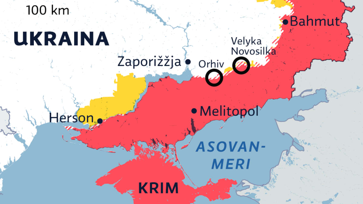 Ukrainan kartta 8.6.2023.