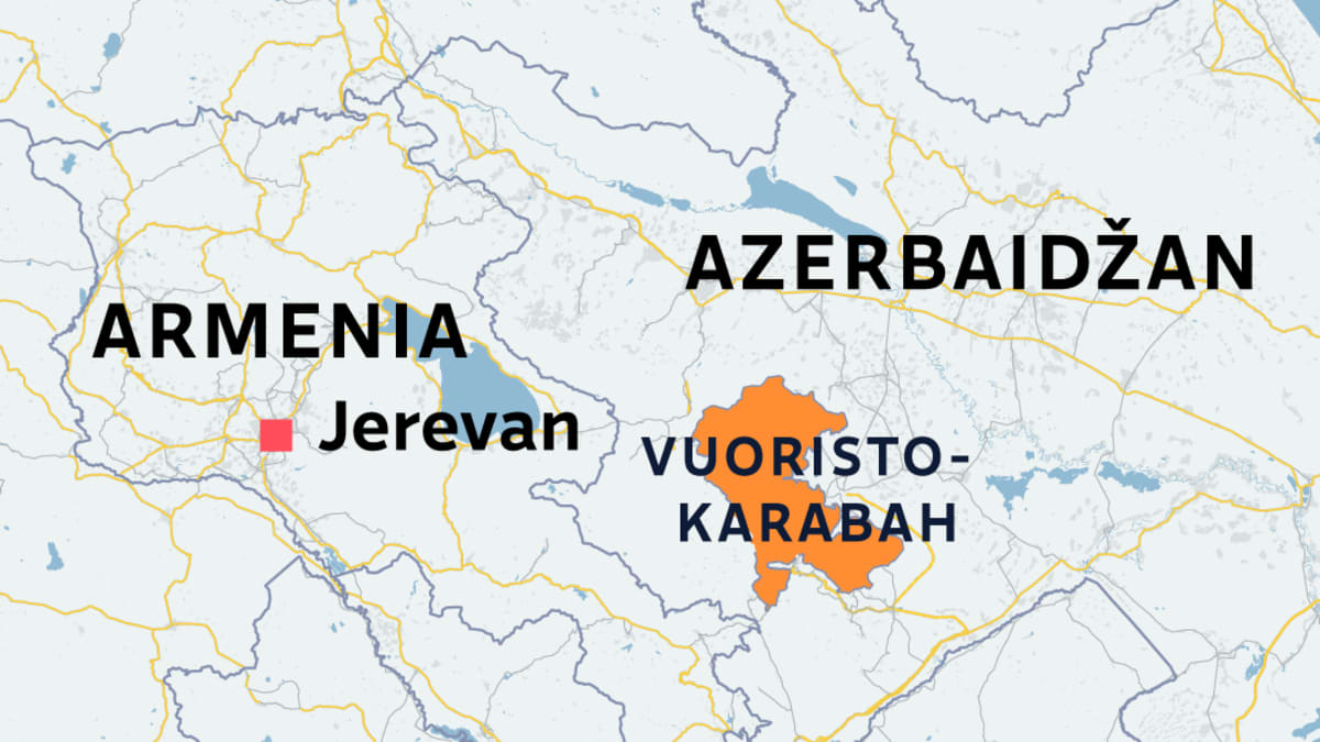 Karttakuvassa Vuoristo-Karabah korostettu.