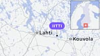 A map depicting Helsinki, Lahti and Iitti.