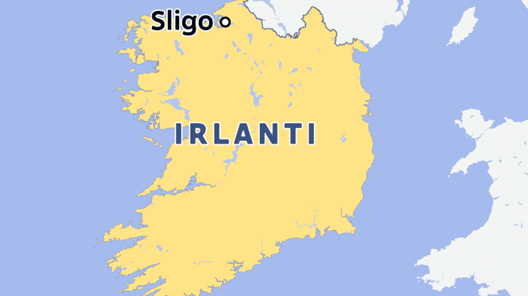 Irlannin Sligo-kaupungin sijainti kartalla.