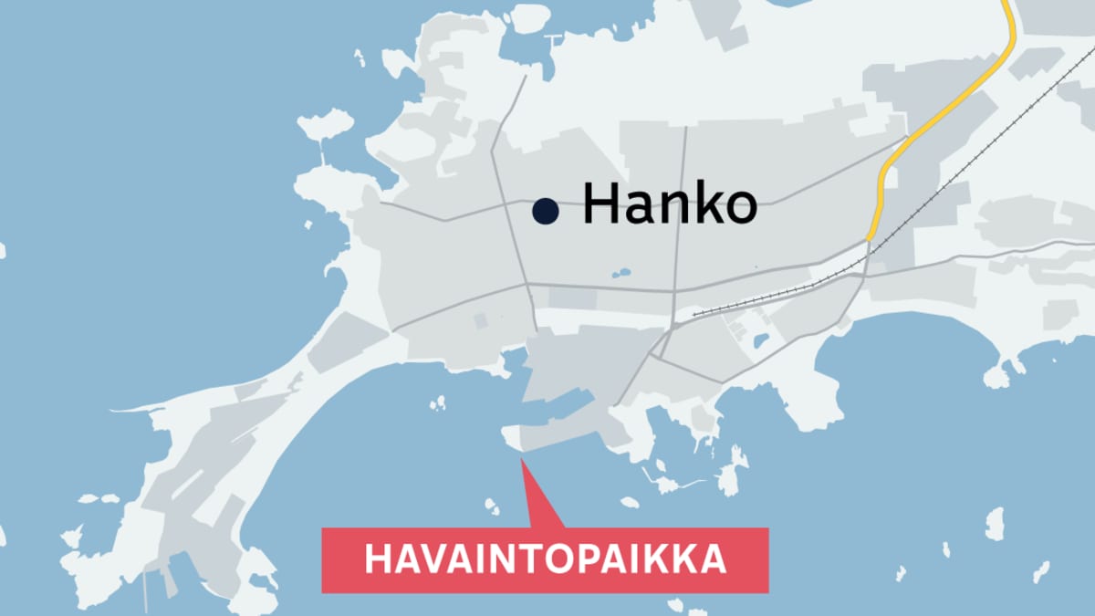 Kartta liittyen Christian Lindholmin valashavaintoon lauantaina 23. syyskuuta 2023.