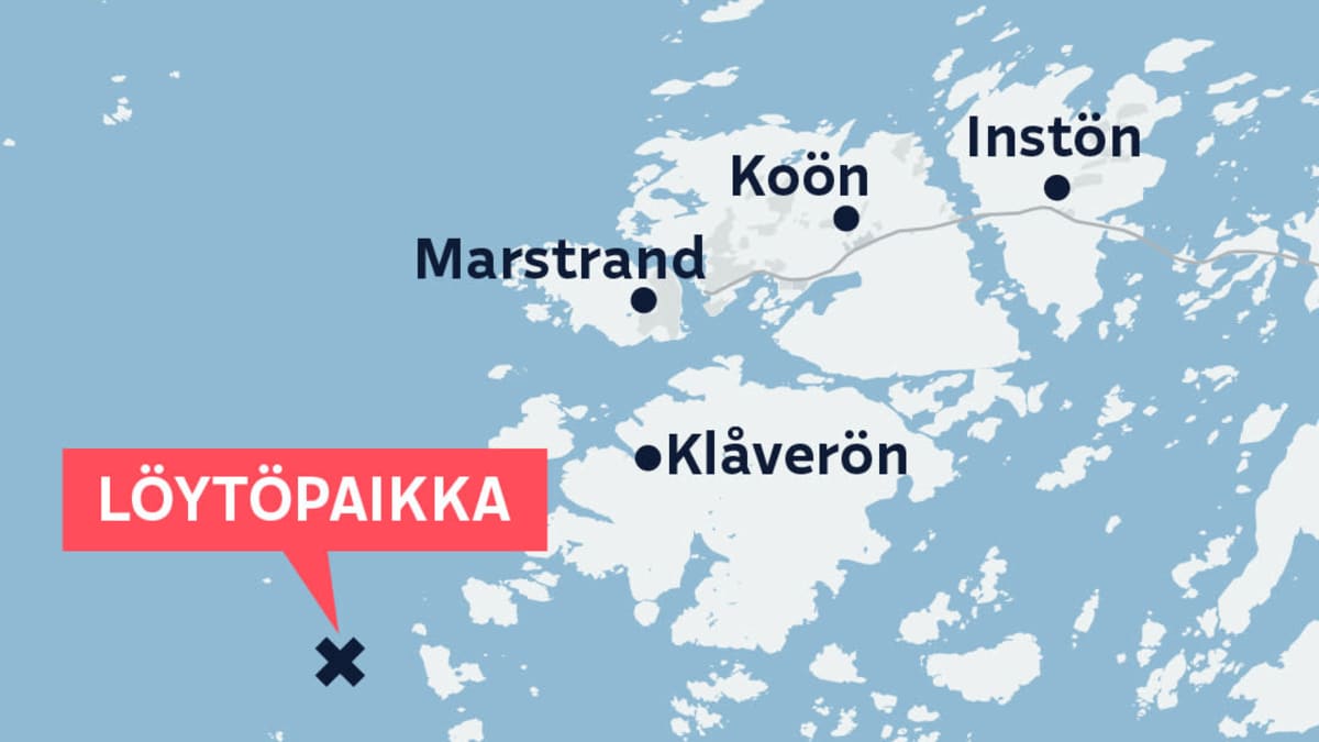 Tykin löytöpisto kartalla, Ruotsin saaristossa. 