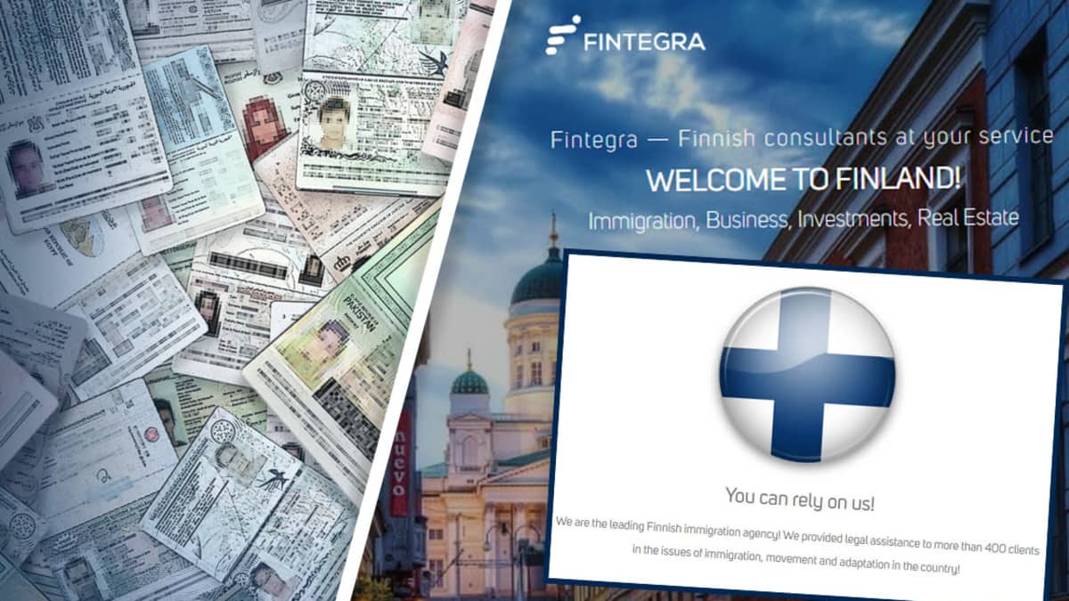 Kuvakollaasi, jossa näkyy kuvakaappauksia Fintegran nettisivuilta sekä passikuvia.