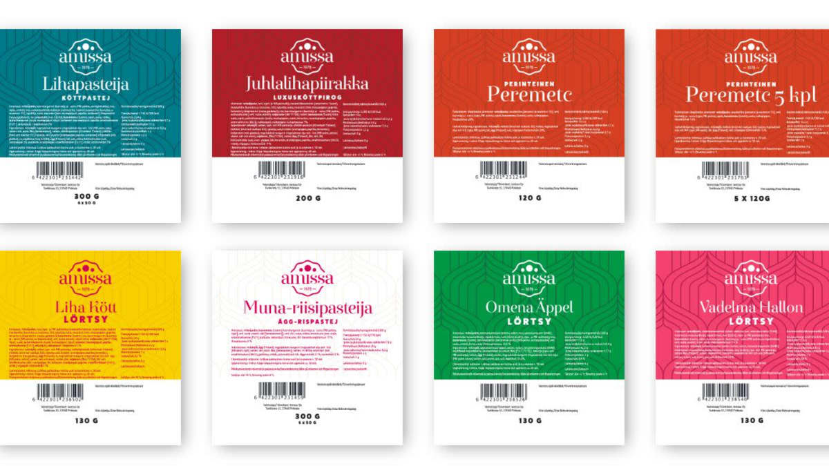 Kuvakaappaus leipomoyritys Amissan tuotteiden etiketeistä yrityksen nettisivuilta.
