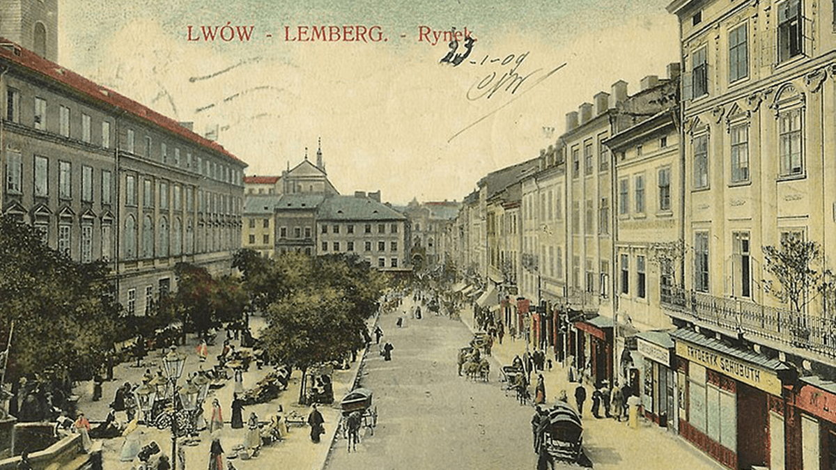 Postikortti  Lwów`in kaupungista vuodelta 1909.