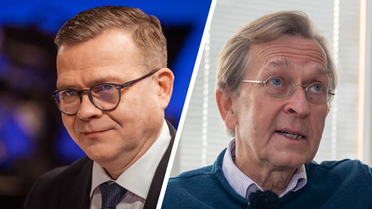 Pääministeri Petteri Orpo ja oikeustietelijä Martti Koskenniemi.