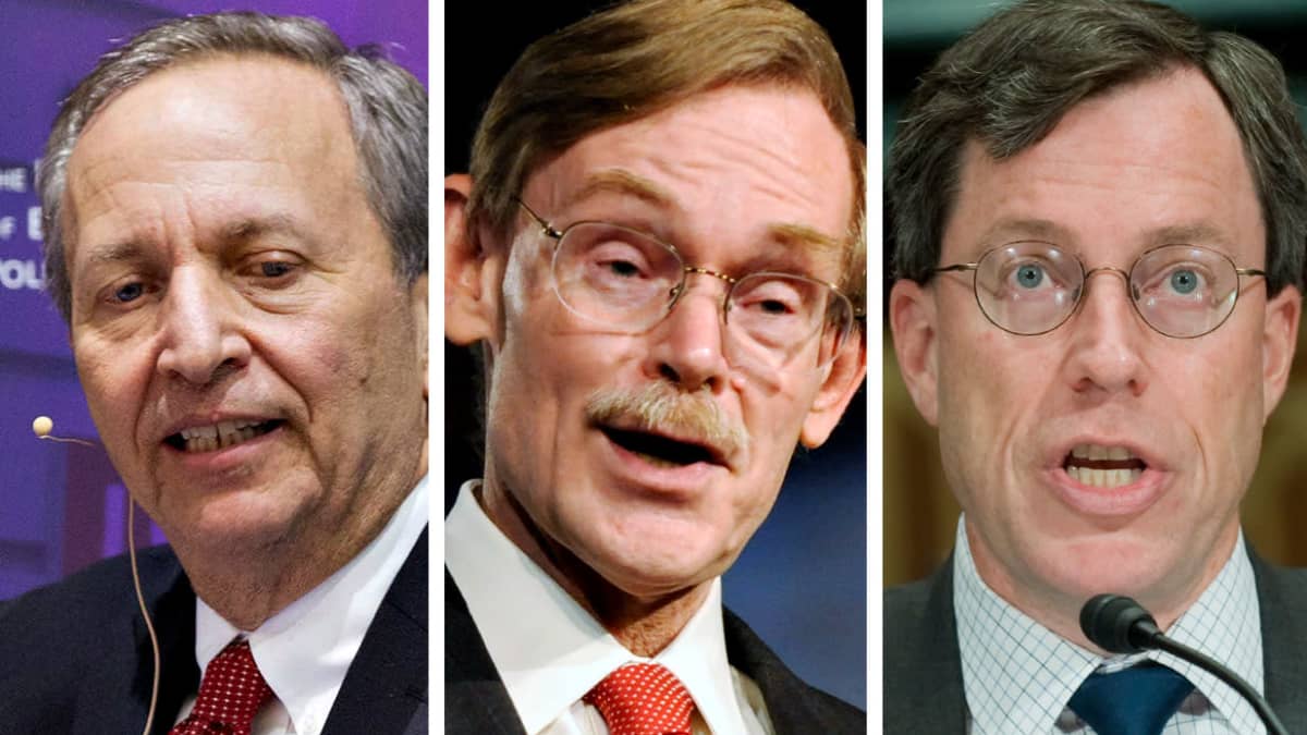 Lawrence Summers, Robert Zoellick ja Philip Zelikow yhteiskuvassa.