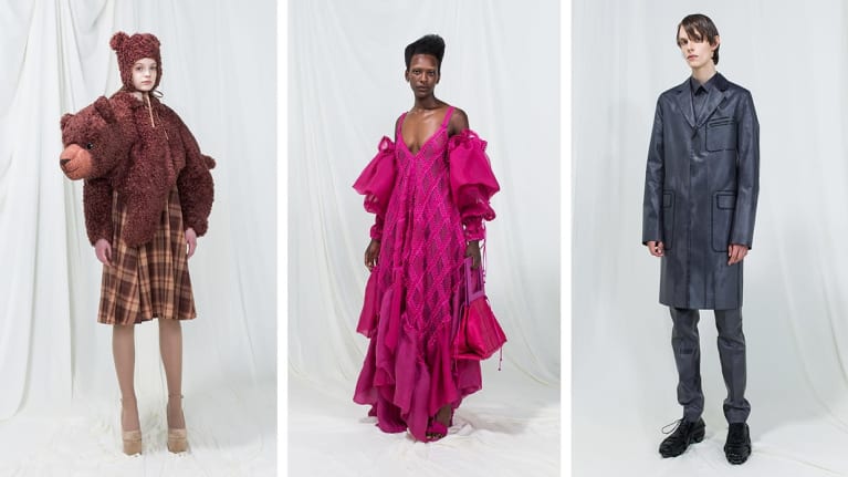 Kuvassa Aaltoyliopiston muodin opiskelijoiden lopputöitä