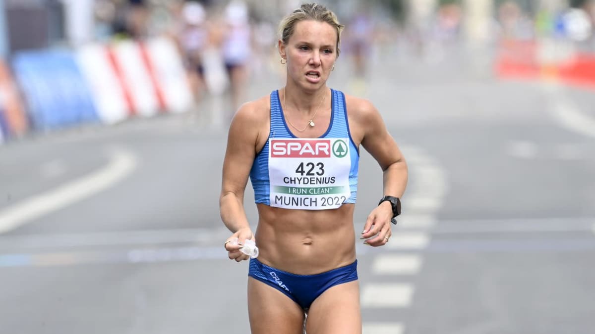 Nina Chydenius EM-maratonilla.