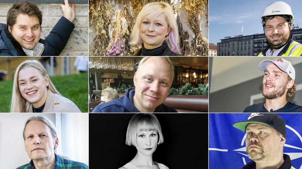 Kuvakollaasi, yhdeksän Vuoden turkulainen 2022 -ehdokasta.