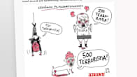 Kuvakaappaus turkkilaiselta Yenişafak-sivustolta, joka uutisoi Iltalehdessä julkaistua pilapiirrosta.