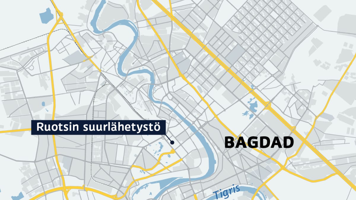 Kartalla Ruotsin suurlähetystö Bagdadissa Irakissa.